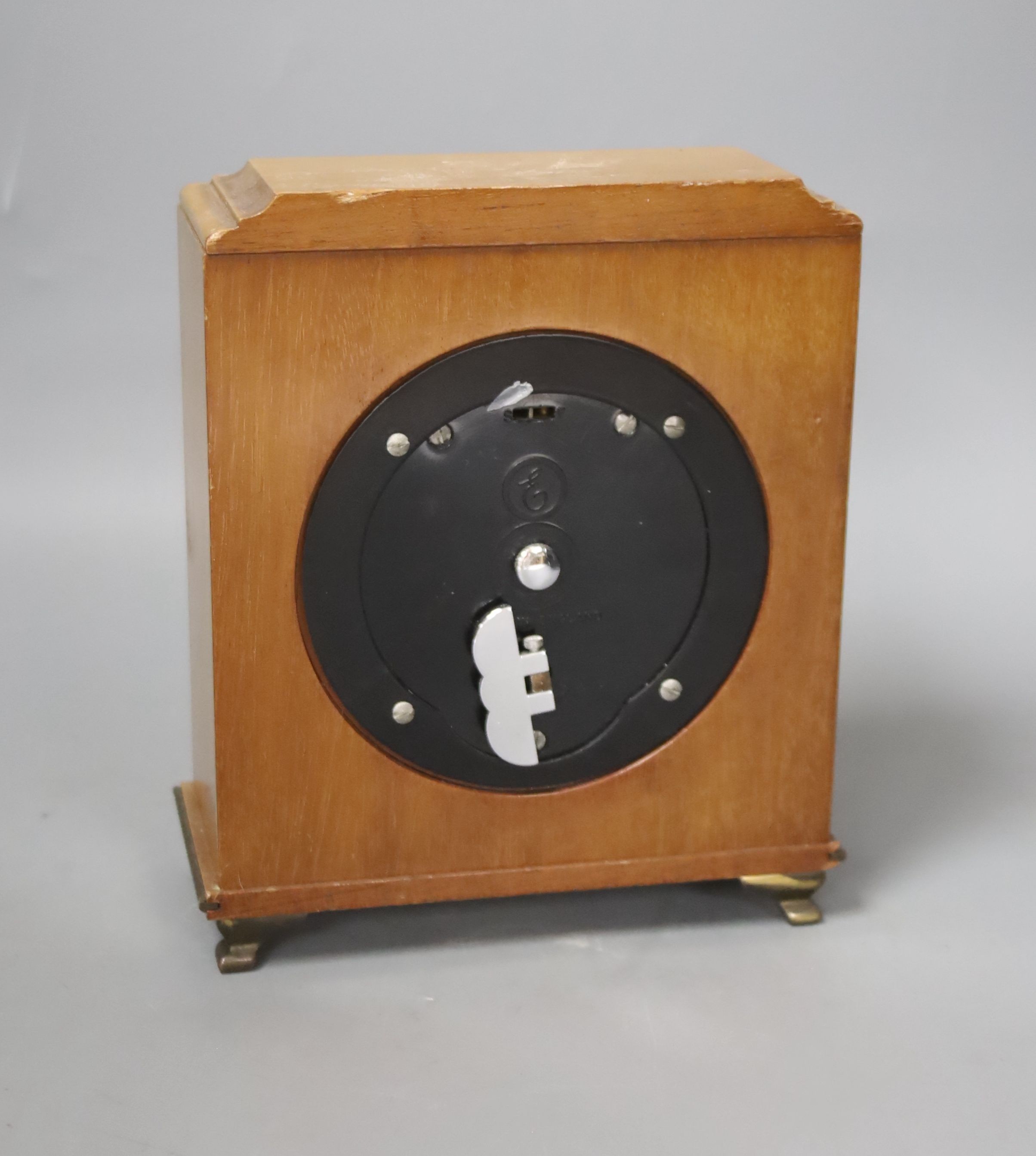 A Mappin & Webb mahogany mantel clock 17cm